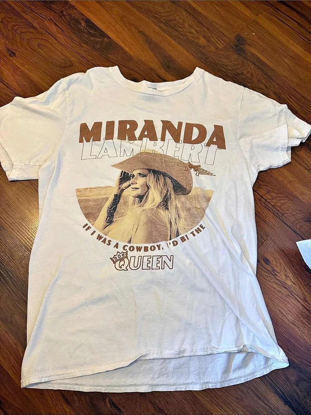 Gildan Miranda Lambert If I Was A Cowboy Graphic Tee White & Brown Small